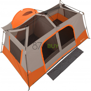 Ozark Trail 11-Person Instant Cabin Tent with Private Room – 3-Room Family Camping Tent with Awning