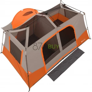 Ozark Trail 11-Person Instant Cabin Tent with Private Room – 3-Room Family Camping Tent with Awning