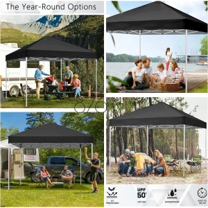 GVDV Outdoor Pop up Canopy 10'x10' Tent Camping Sun Shelter-Series Party Tent (Black)