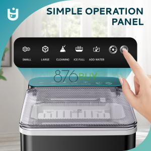 EUHOMY Countertop Ice Maker, Portable 2-Size Bullet Ice Machine with Self-Cleaning, 26.5 Lbs/24H, Black