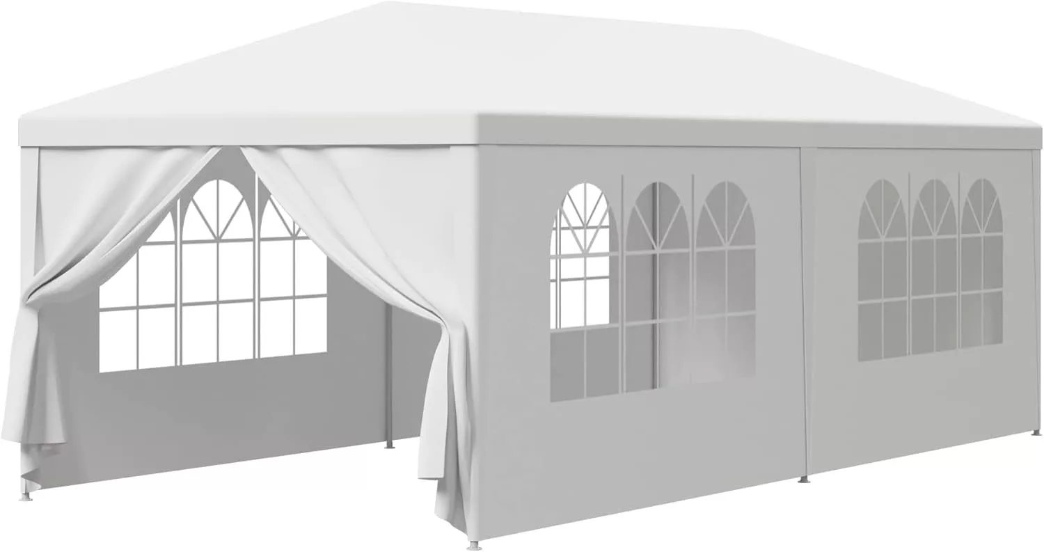 Smartxchoices 10' x 20' Heavy Duty Outdoor White Waterproof Gazebo Canopy Tent with Removable Sidewalls