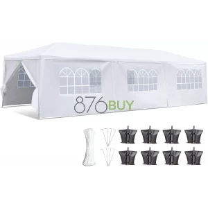 SereneLife Pop Up Canopy Tent 10x30 - Portable Commercial Instant Shelter Foldable/Collapsible Sun Shade Canopy Pop Up Tent w/ 4 Walls