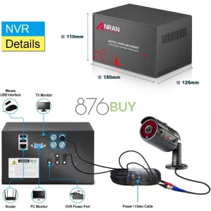 ANRAN 4 Channel 1080P Home Security Camera System 4ch CCTV DVR Recorder with 1TB Hard Drive