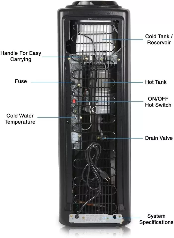 Brio Professional Commercial 500 Series Bottled Water Dispenser Hot & Cold in Black - Image 2