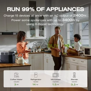 2400W Solar Power Station 2048Wh Capacity with 1 Hour Fast Charge for Home Backup and Outdoor Use