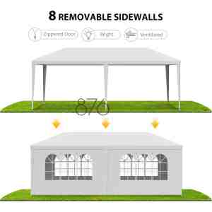 Smartxchoices 10' x 20' Heavy Duty Outdoor White Waterproof Gazebo Canopy Tent with Removable Sidewalls