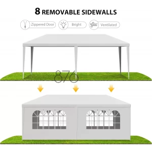 Smartxchoices 10' x 20' Heavy Duty Outdoor White Waterproof Gazebo Canopy Tent with Removable Sidewalls