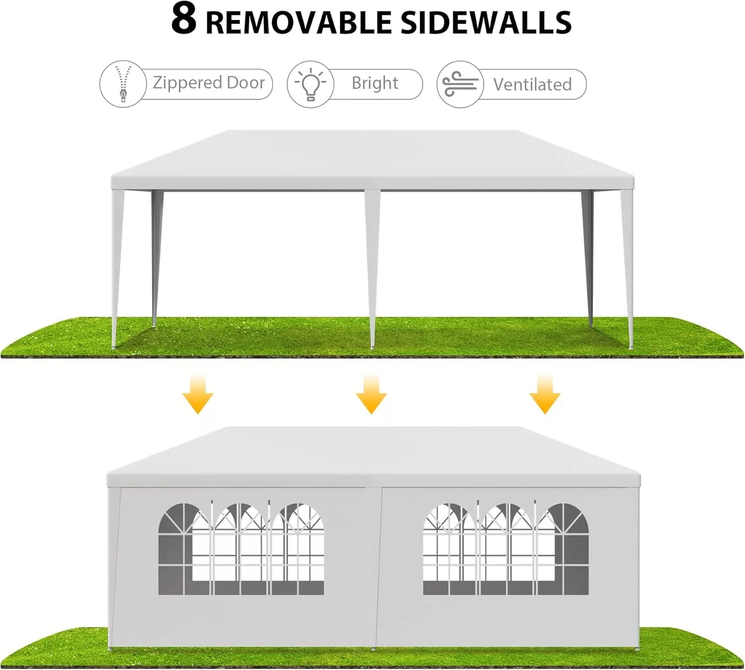 Smartxchoices 10' x 20' Heavy Duty Outdoor White Waterproof Gazebo Canopy Tent with Removable Sidewalls - Image 3