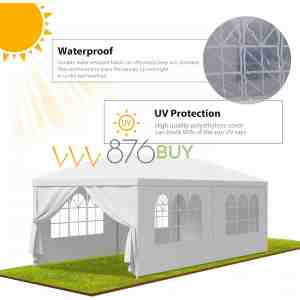 Smartxchoices 10' x 20' Heavy Duty Outdoor White Waterproof Gazebo Canopy Tent with Removable Sidewalls