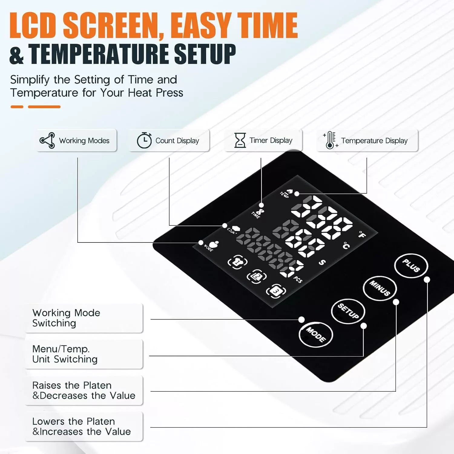 Specraft Auto Heat Press, 15x15 Digital Sublimation Machine with Adjustable Pressure for T-Shirts - Image 5