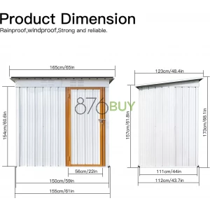 SUN & SUMMER 6' x 4' Outdoor Storage Shed with Exhaust Air, Sloping Roof and Lockable Door