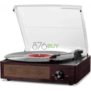 Cotsoco Vinyl Record Player Turntable with Built-in Bluetooth Receiver & 2 Stereo Speakers
