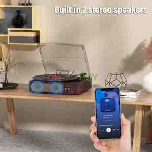 Cotsoco Vinyl Record Player Turntable with Built-in Bluetooth Receiver & 2 Stereo Speakers