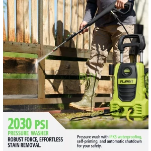 FLAWNT Electric Pressure Washer, 26 FT Hose Pressure Cleaner 2030 PSI with 4 Nozzles