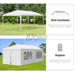 Smartxchoices 10' x 20' Heavy Duty Outdoor White Waterproof Gazebo Canopy Tent with Removable Sidewalls