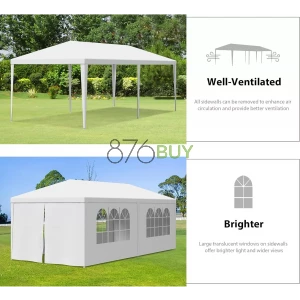 Smartxchoices 10' x 20' Heavy Duty Outdoor White Waterproof Gazebo Canopy Tent with Removable Sidewalls