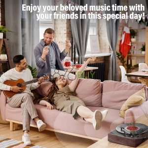 Cotsoco Vinyl Record Player Turntable with Built-in Bluetooth Receiver & 2 Stereo Speakers