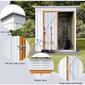 SUN & SUMMER 6' x 4' Outdoor Storage Shed with Exhaust Air, Sloping Roof and Lockable Door