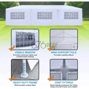 SereneLife Pop Up Canopy Tent 10x30 - Portable Commercial Instant Shelter Foldable/Collapsible Sun Shade Canopy Pop Up Tent w/ 4 Walls