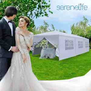 SereneLife Pop Up Canopy Tent 10x30 - Portable Commercial Instant Shelter Foldable/Collapsible Sun Shade Canopy Pop Up Tent w/ 4 Walls