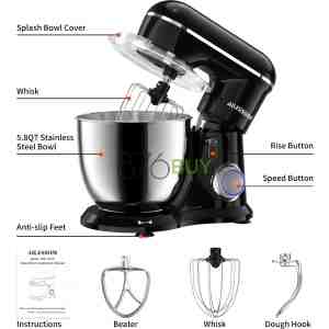 Ailessom New Stand Mixer,6.5-QT 10-Speed Tilt-Head Food Mixer (Onyx Black)