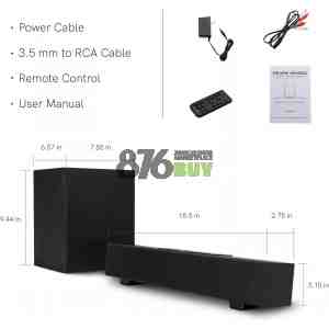 Atune TV Bluetooth 5.0 Soundbar with Wireless Subwoofer - 16In