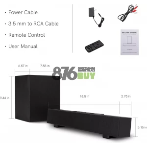 Atune TV Bluetooth 5.0 Soundbar with Wireless Subwoofer - 16In