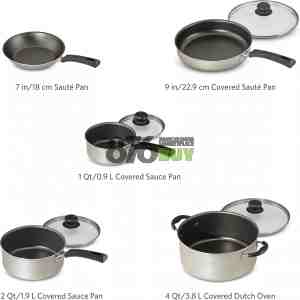 Tramontina 9-Piece Non-Stick Cookware Set, Champagne