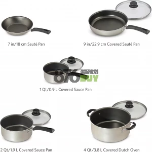 Tramontina 9-Piece Non-Stick Cookware Set, Champagne